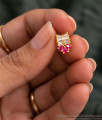 Ruby White Stone Bow Cluster One Gram Gold Tops ER6020 Ruby White Stone Bow Cluster One Gram Gold Tops ER6020