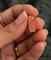 Full Ruby Stone J Hoop One Gram Gold Earrings ER6023 Full Ruby Stone J Hoop One Gram Gold Earrings ER6023
