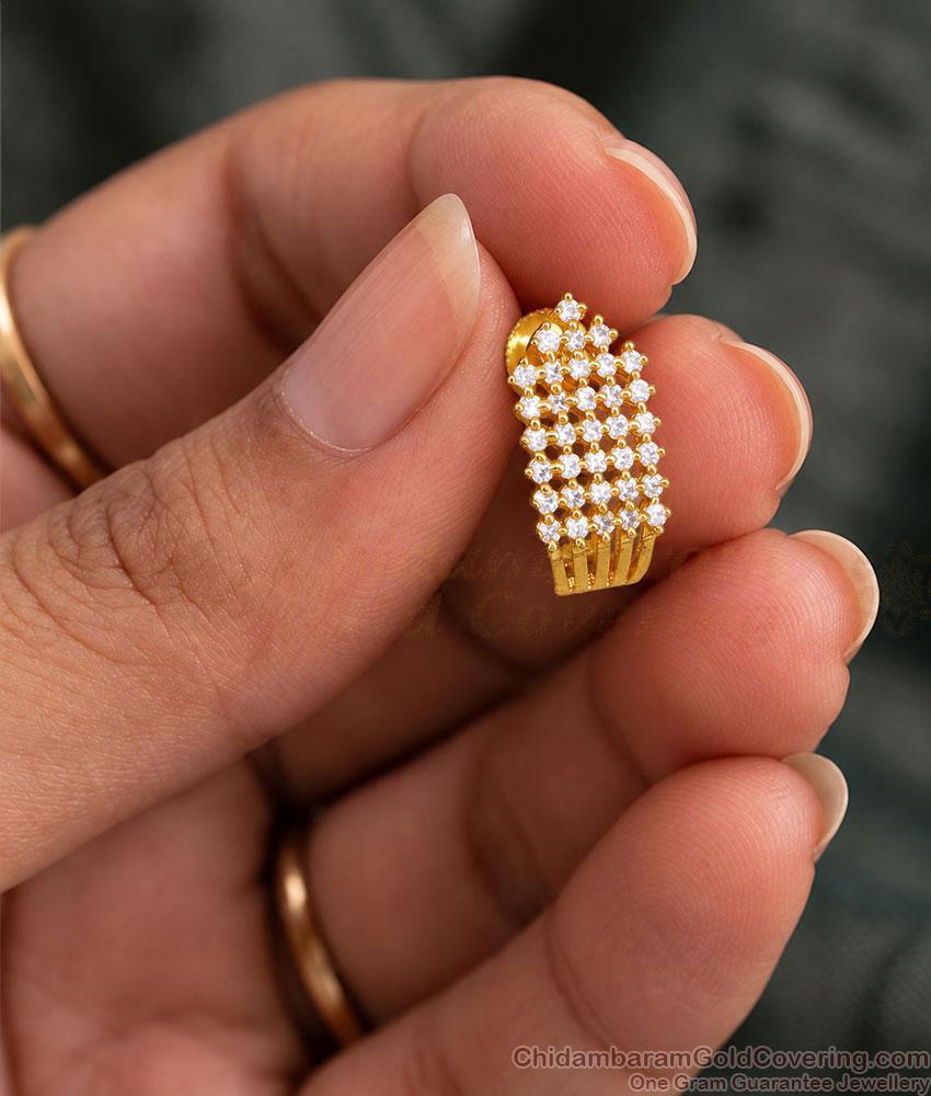 Full White Stone J Hoop One Gram Gold Earrings ER6025
