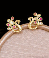 Peacock Ruby White Stone One Gram Gold Stud Earrings ER6026 Peacock Ruby White Stone One Gram Gold Stud Earrings ER6026