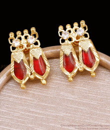 Kerala Twin Red Palakka One Gram Gold Stud Nagapadam Earrings ER6029