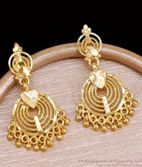 Round Filigree Plain One Gram Gold Drop Earrings ER6030