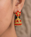 Red Coral Flower One Gram Gold Jhumka Earrings ER6038 Red Coral Flower One Gram Gold Jhumka Earrings ER6038