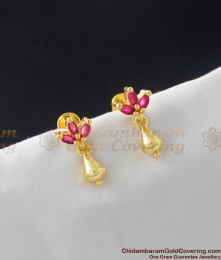 Gold Inspired Ruby Stone Earrings for Women Daily Use ER955