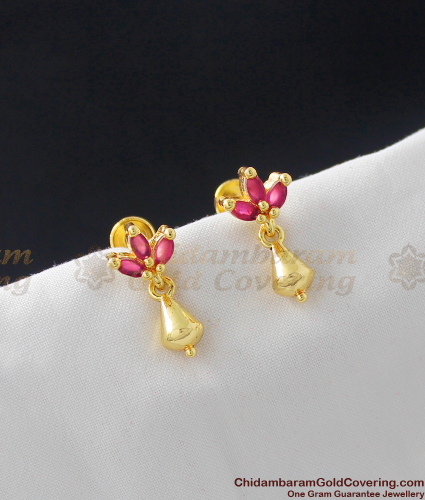 Gold Inspired Ruby Stone Earrings for Women Daily Use ER955