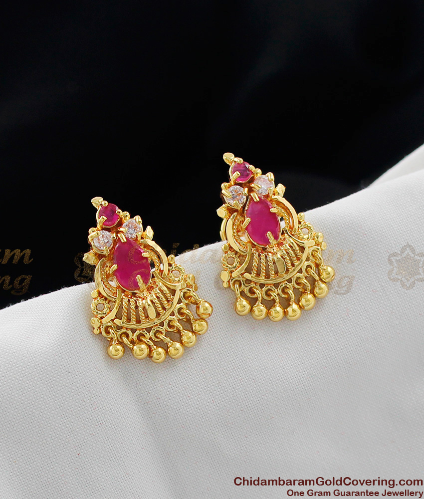 Gold Inspired Ruby Stone Earrings for Women Daily Use ER964