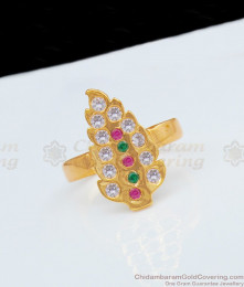 Original Impon Finger Rings Leaf Pattern Ruby Emerald Imitation Jewelry FR1013