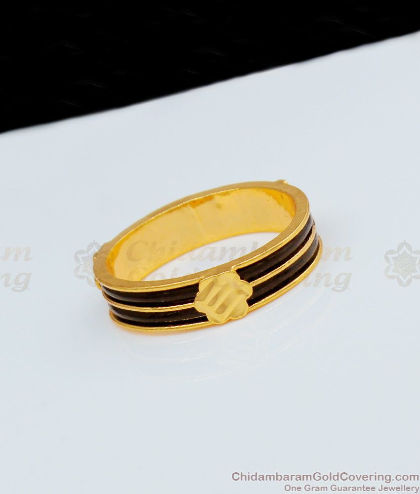 Gold ring with black line hotsell