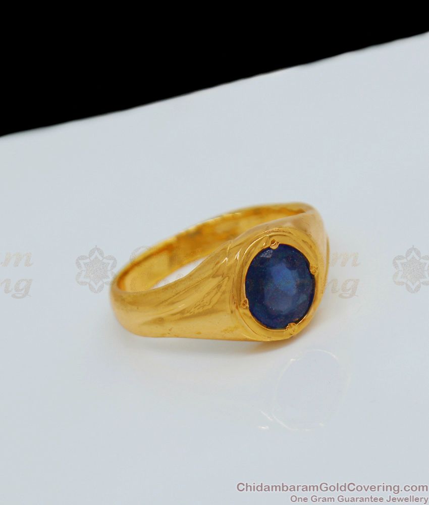 Blue Sapphire Original Impon Finger Rings For Men Daily Wear FR1033