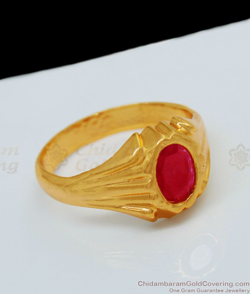 Red Stone Original Impon Finger Rings For Men Daily Wear FR1042