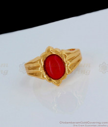 Traditional Pavala Stone Original Impon Finger Rings For Men Daily Wear FR1085