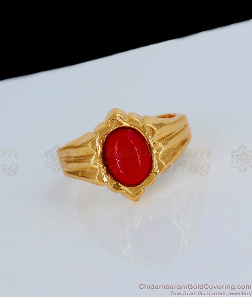 Large Red Coral Statement Ring Jade 22k | Gem Gardener