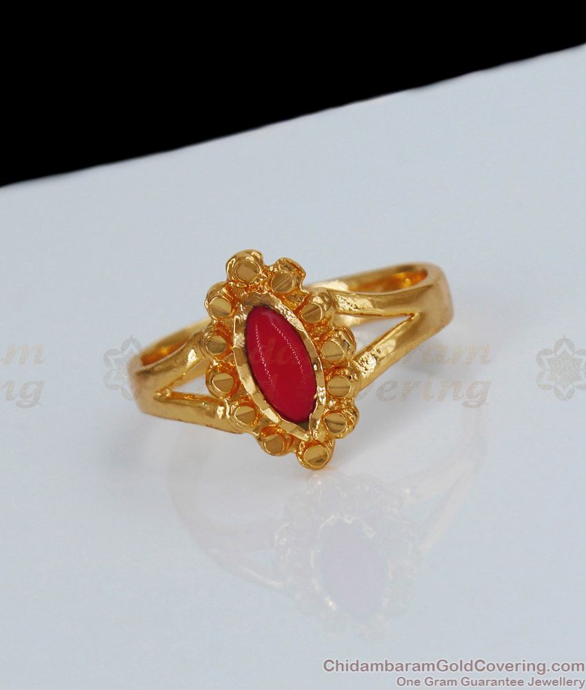 Gold Coral Ring Design - South India Jewels