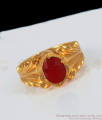 Latest AD Red Stone Impon Finger Rings For Mens Daily Wear FR1147