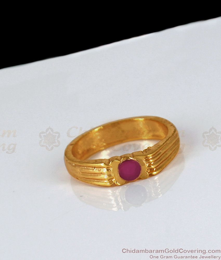 Pink Ruby Stone Gold Impon Finger Rings For Womens FR1154