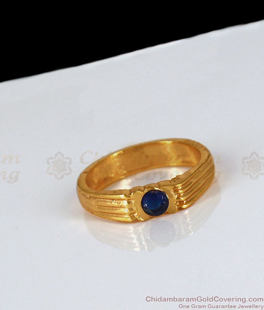 Beautiful Sapphire Blue Stone Gold Impon Finger Rings FR1160