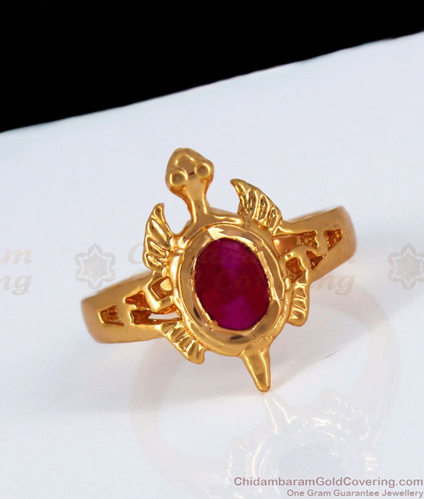 Original Impon Turtle Finger Ring Ruby Stone Shop Online FR1163