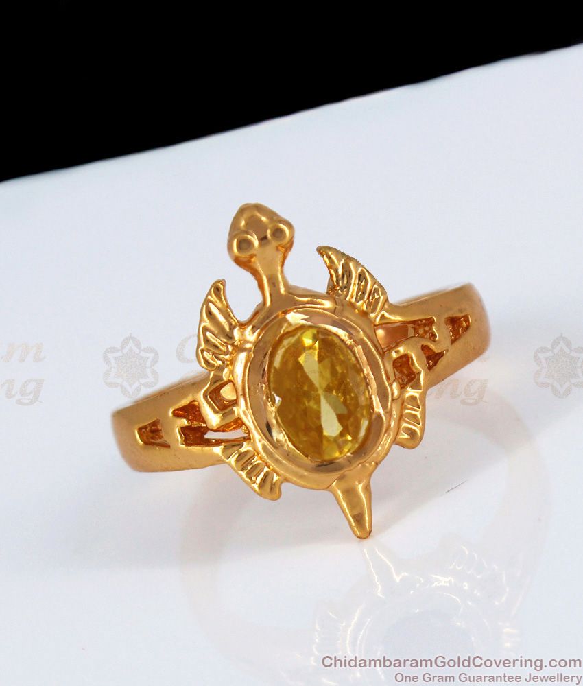 Turtle Yellow Sapphire Stone Impon Gold Finger Mens Fashions FR1175