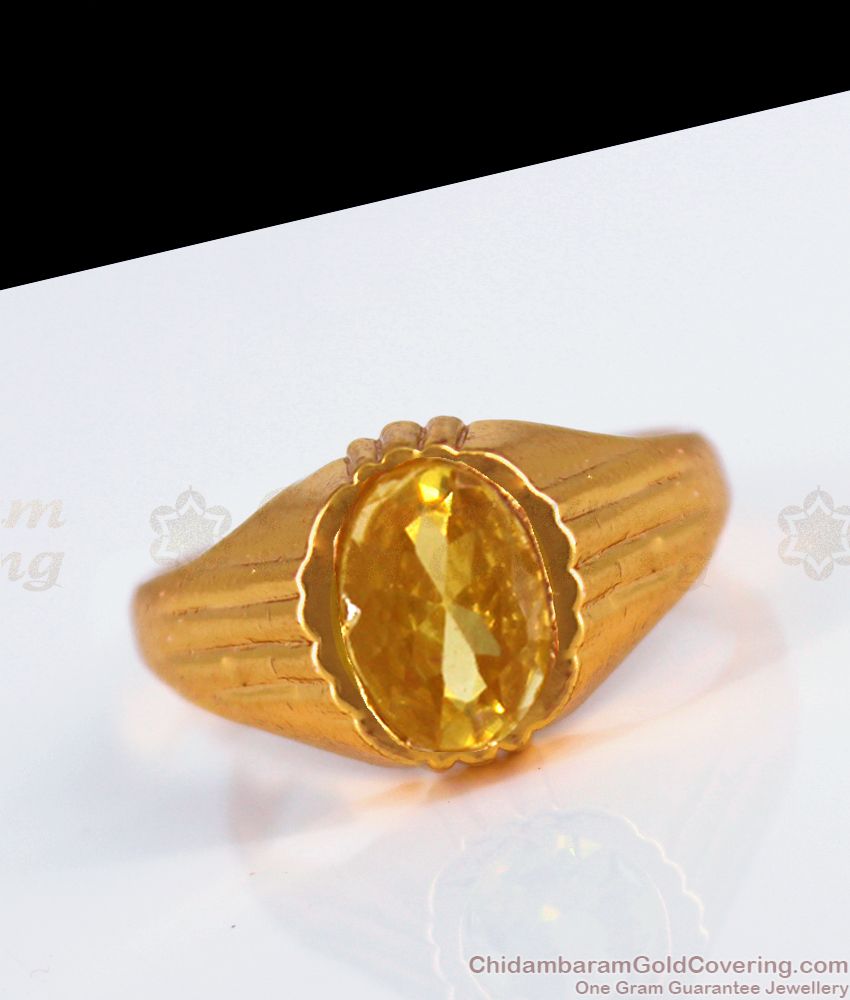 Yellow Sapphire Stone Impon Panchaloga Finger Ring  FR1178