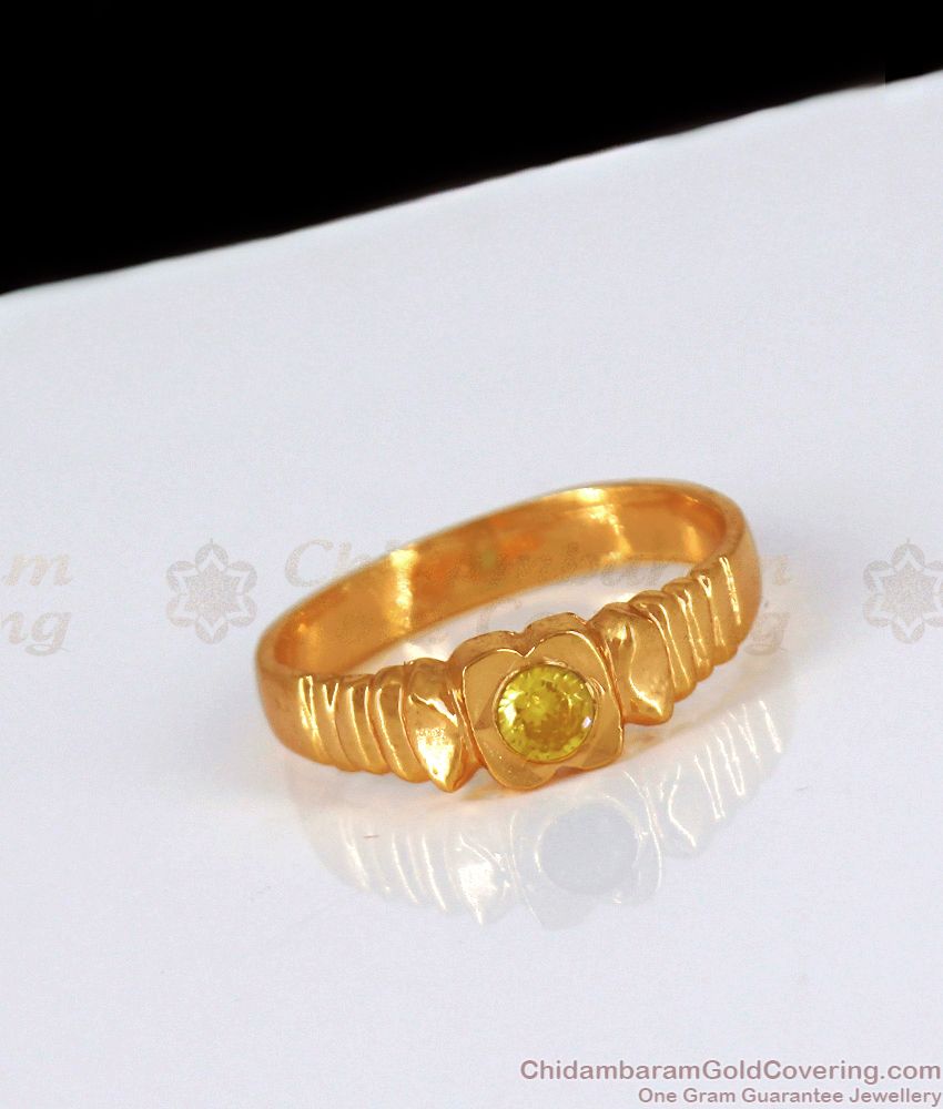 Yellow Stone Impon Gold Rings Collections For Women FR1196