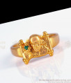 Latest Sai Baba Design Emerald Stone Impon Gold Ring FR1217