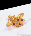 Peacock Design Ruby White Stone Impon Gold Ring FR1218