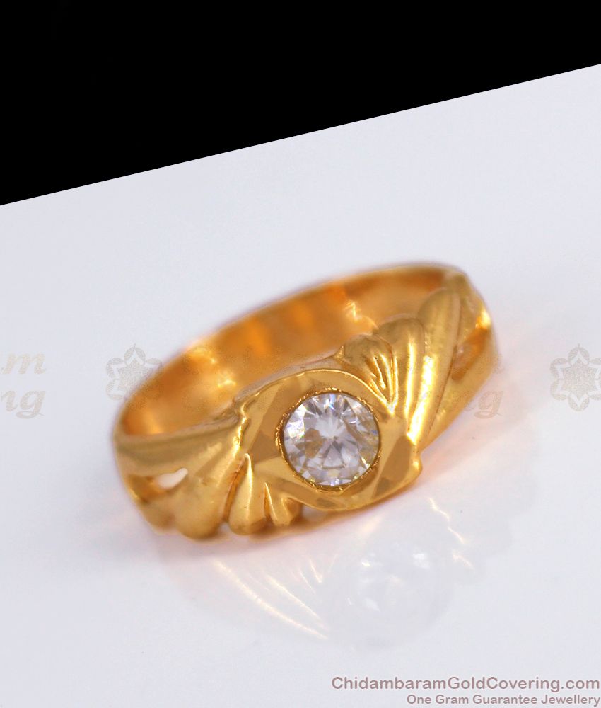 White Stone Pure Impon Gold Finger Rings Daily Use FR1238
