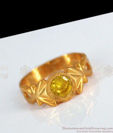 Yellow Saphire Stone Real Impon Gold Finger Rings FR1239