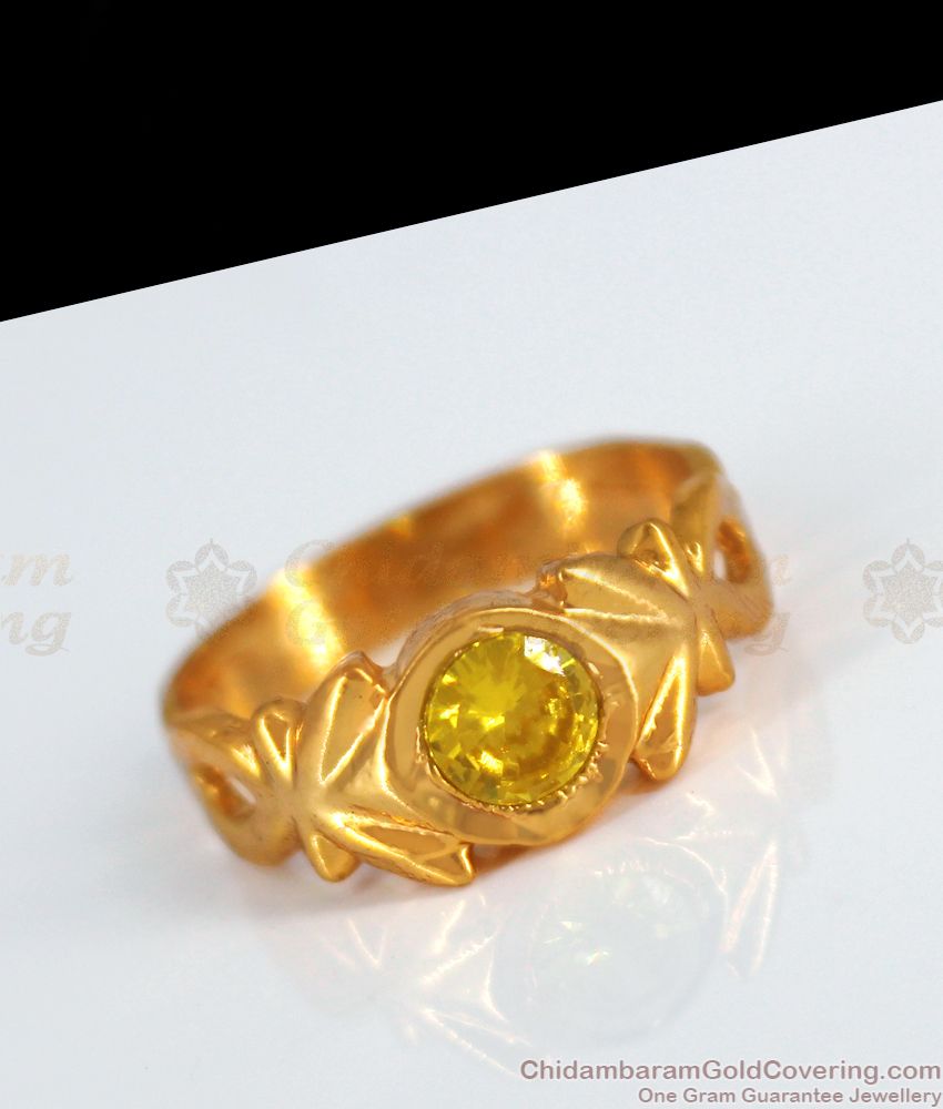 Yellow Saphire Stone Real Impon Gold Finger Rings FR1239