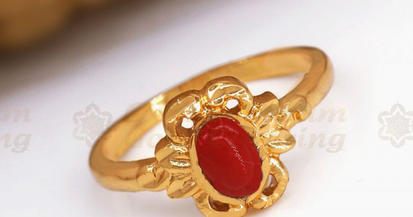 Original Impon Finger Ring With Red Coral Stone Buy Online Store FR1279