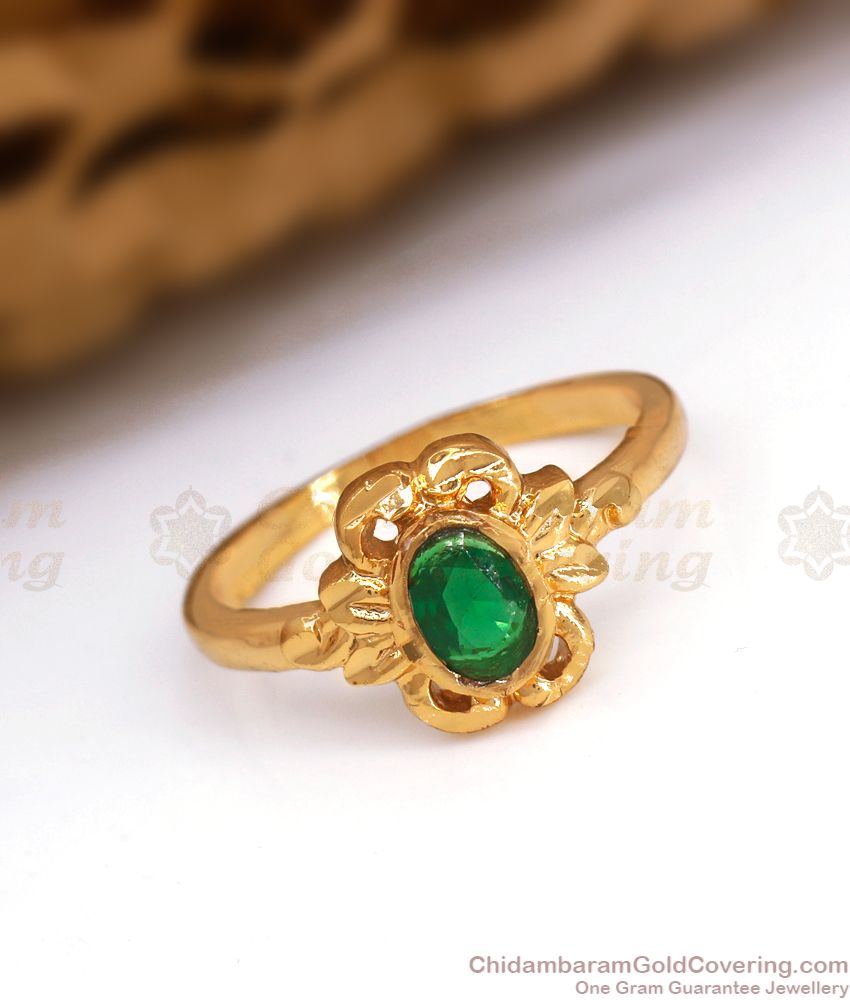 Latest Emerald Stone 5 Metal Finger Ring Shop Online FR1283