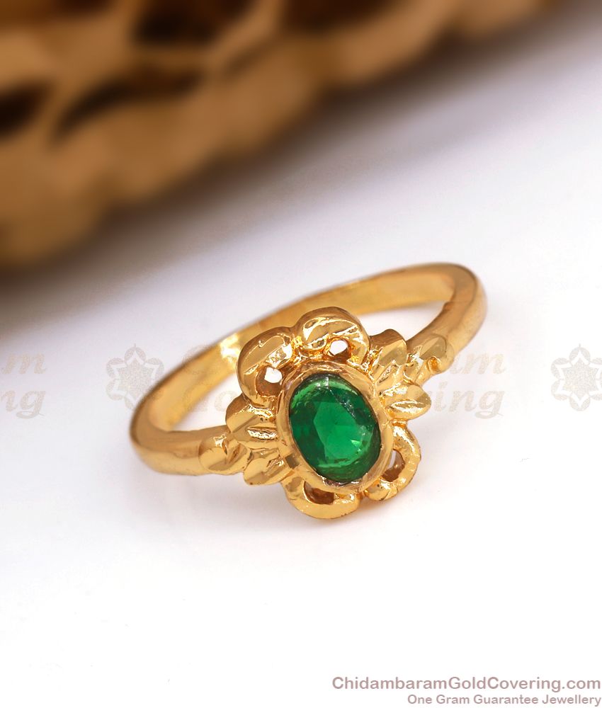 Buy Unique American Diamond Emerald Stone Ring Design Online