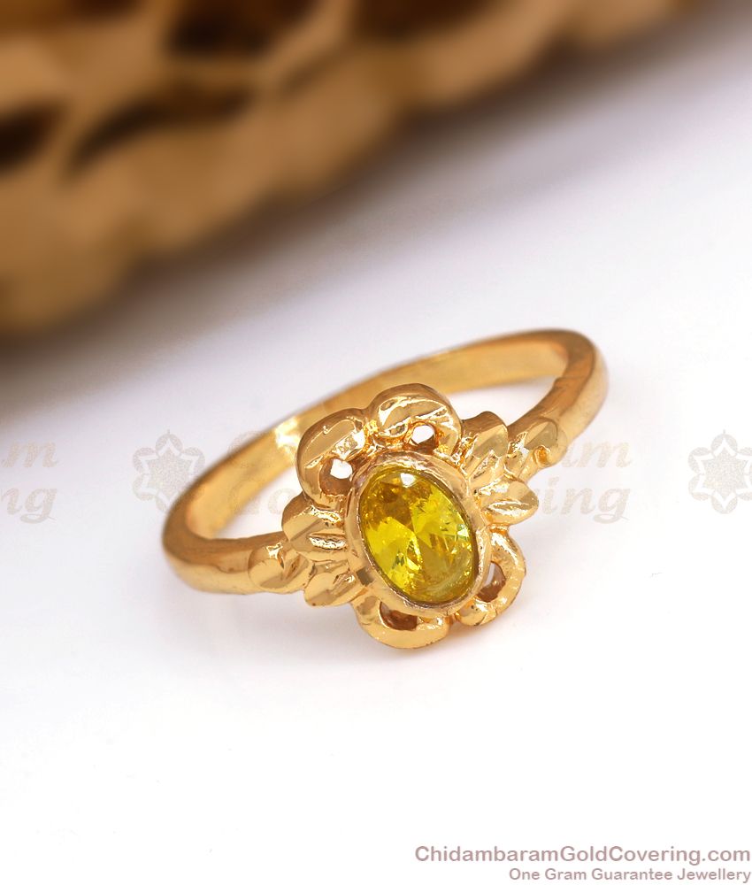 Glittering Yellow Stone Real Impon Finger Ring Collection FR1284