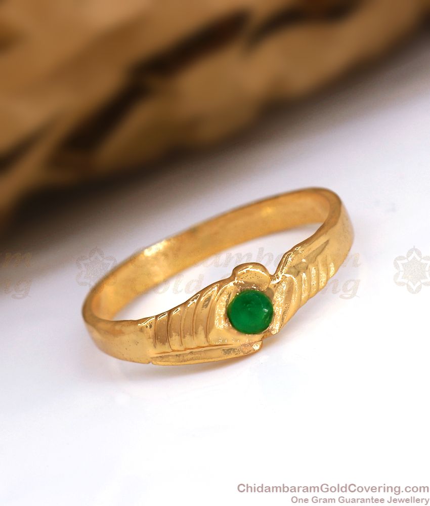 Thin Original Impon Finger Ring Emerald Stone Shop Online FR1287