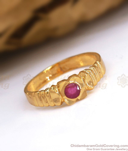 Beautiful Leaf Design Ruby Wedding Ring In 14k Gold