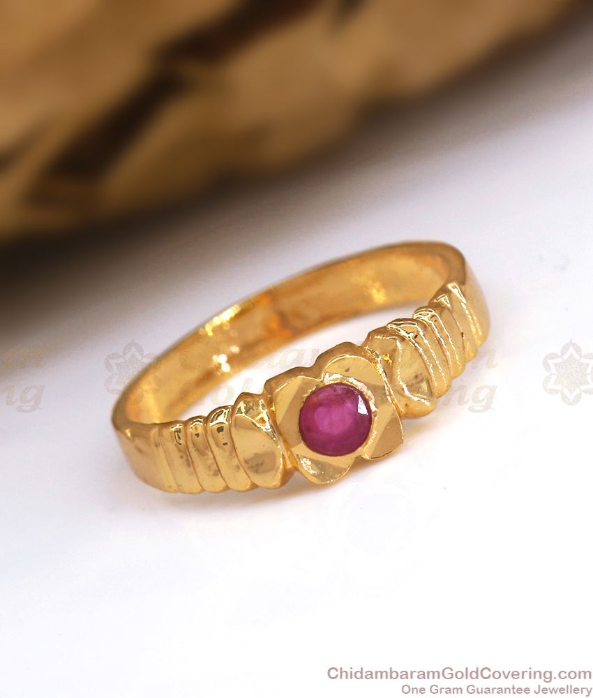 Real Ruby Stone 5 Metal Finger Ring Available Online FR1288