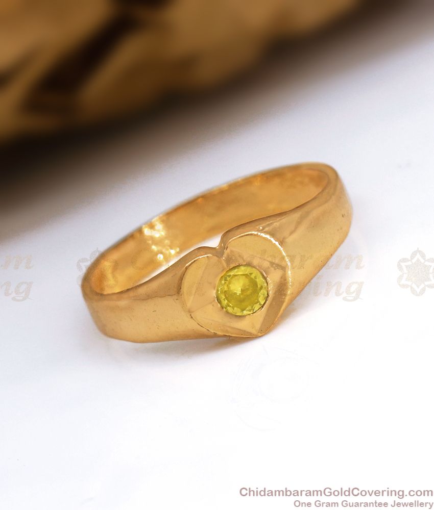 Cute Heart Shaped Yellow Stone Impon Finger Ring Design FR1290