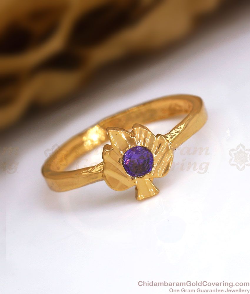 Tiny Leaf Design Amethyst Impon Finger Ring Collection FR1291