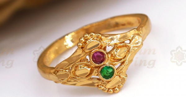 Buy Real Gold Design Impon White Stone Ring Design Panchadathu Anguthi for  Ladies