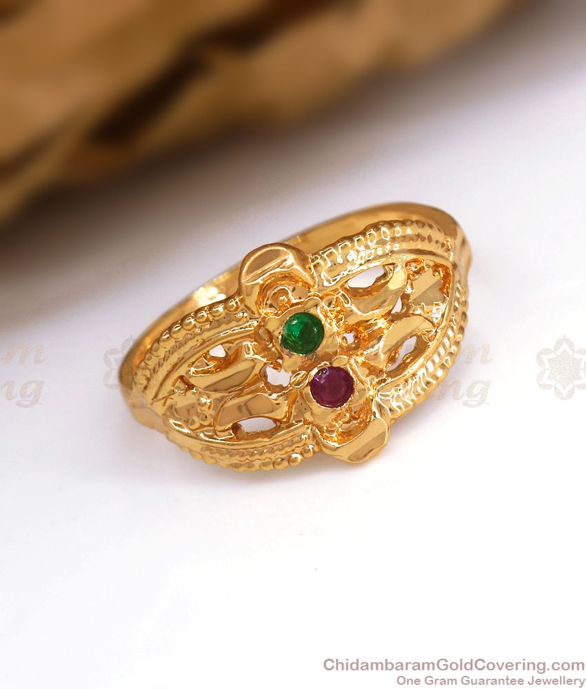 Ruby Emerald Stone Original Impon Finger Ring Daily Wear FR1294