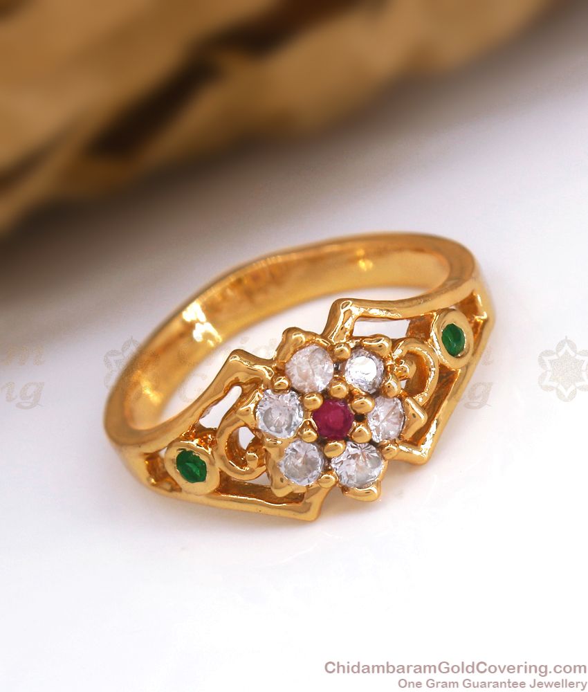 Latest Multi Stone Impon Ring For Women Flower Design FR1302