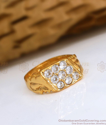 Showroom of Gold swirl white stone ring | Jewelxy - 78673