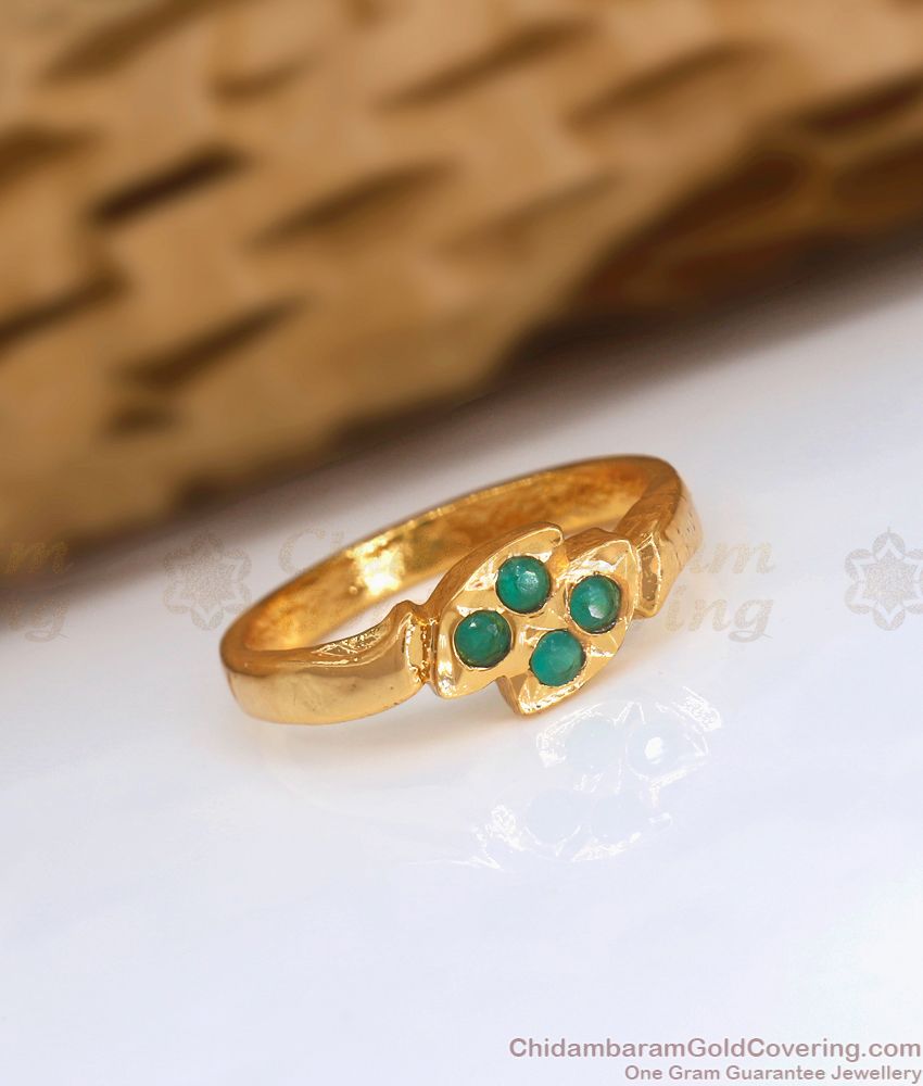 Five Metal Impon Finger Ring Green Stone Daily Wear Design FR1336