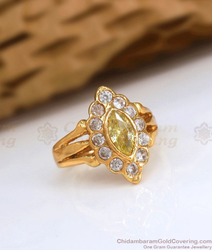 1 gram gold plated yellow stone attention-getting design ring for men –  Soni Fashion®