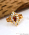 Grand Red Stone Impon Finger Ring Gold Plated Jewelry FR1343