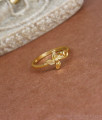 Thin Flower Design Real Gold Pattern Finger Ring Collections FR1358