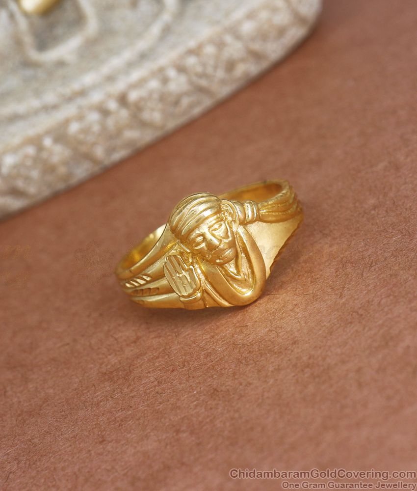 22K Gold 'Sai Baba' Ring For Men - 235-GR6383 in 5.000 Grams