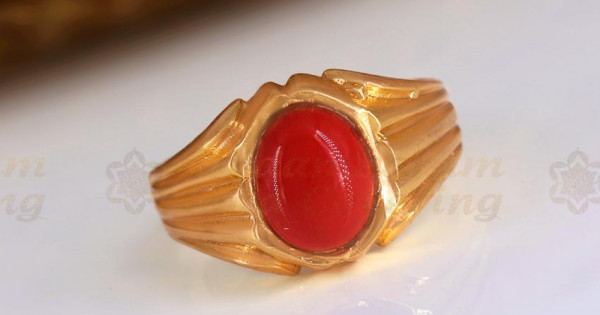 Mens Red Coral Finger Ring Impon Collections FR1414