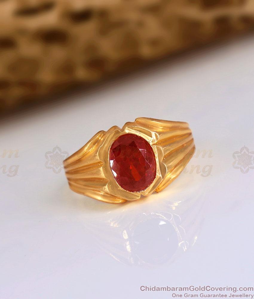 Lucky Red Sapphire Stone Impon Metal Ring Collections Shop Online FR1415