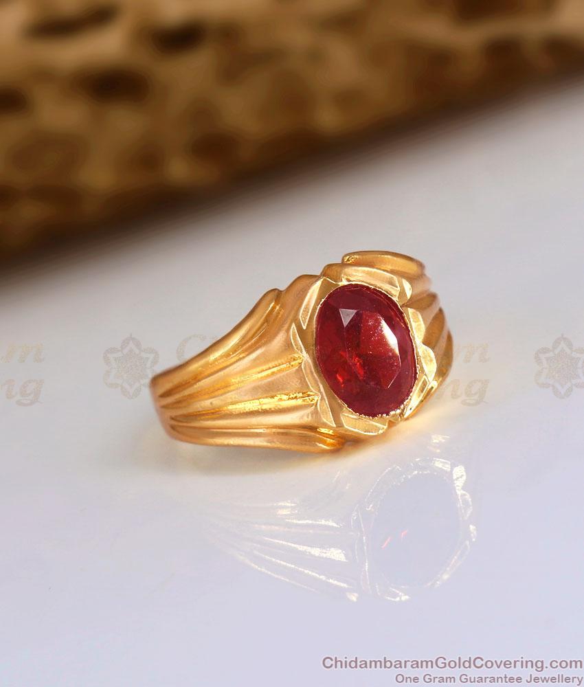 Lucky Red Sapphire Stone Impon Metal Ring Collections Shop Online FR1415